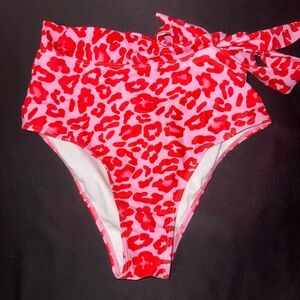 Swim High-Waisted Bikini Bottom - Red Leopard Print
